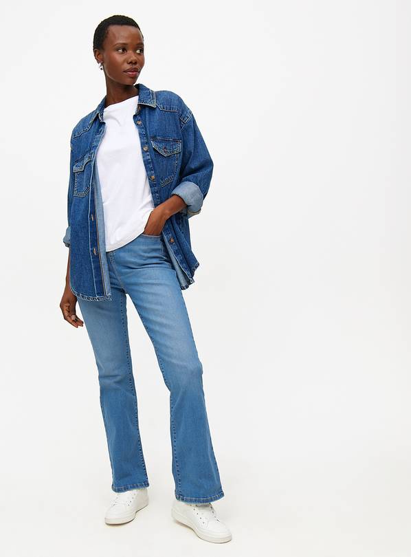 Mid Denim Lift & Shape High Waisted Flared Jeans 8S